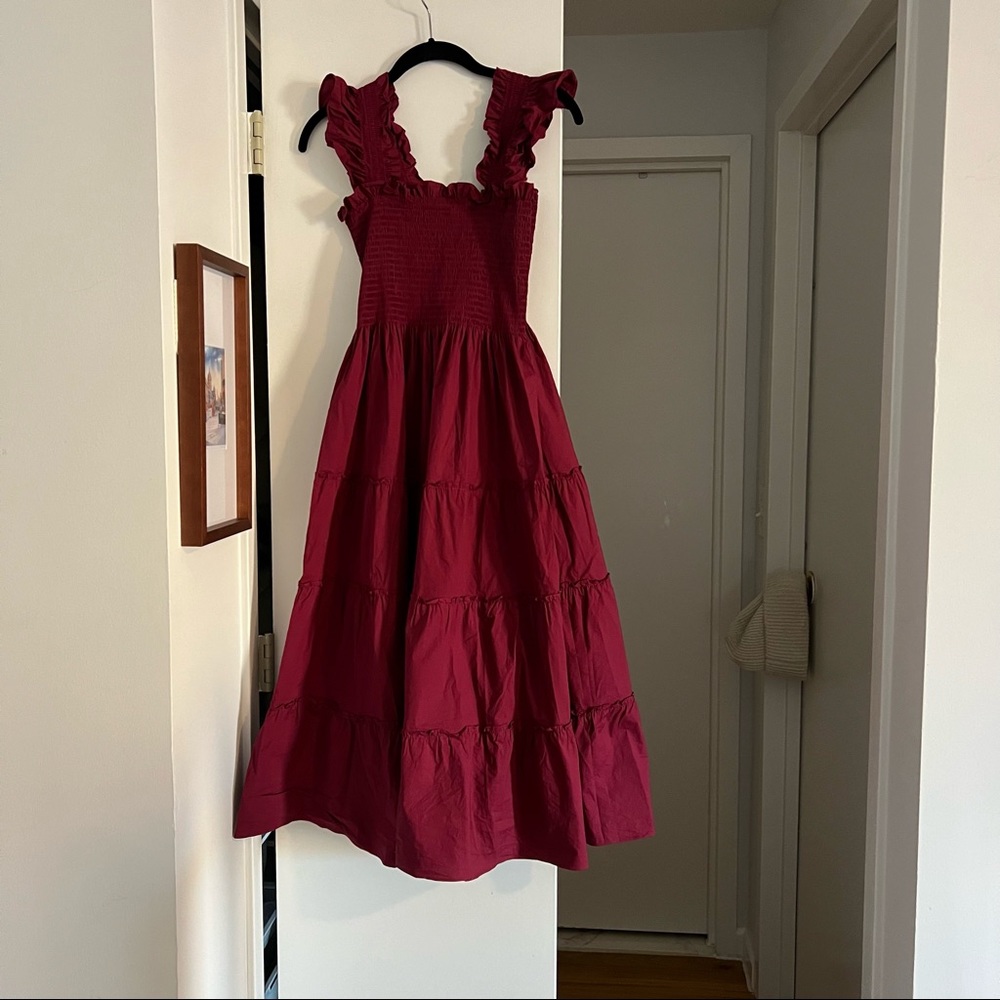 Hill House Home Ellie Burgundy Poplin Nap Dress XS